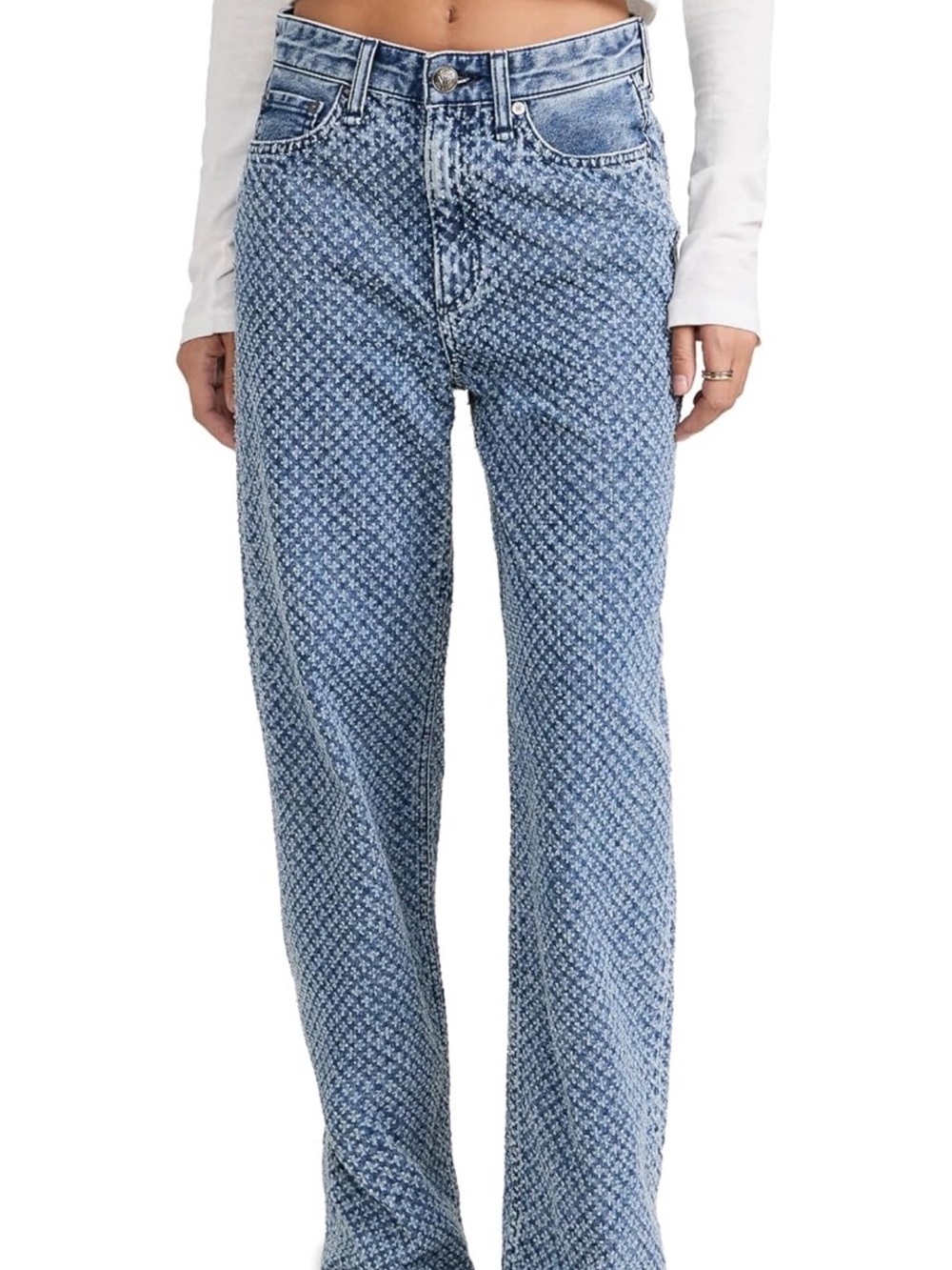 rag & bone Logan mid rise wide leg indigo tweed denim size 24